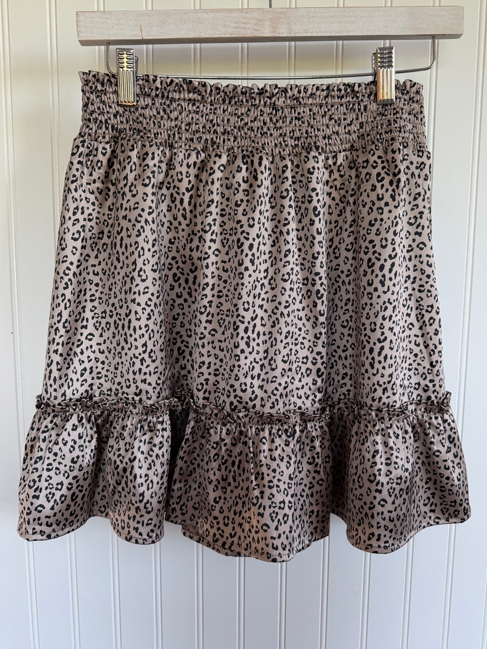 Beige Lola Grace Leopard Print Junior’s L Skirt New Flirty Party Festival